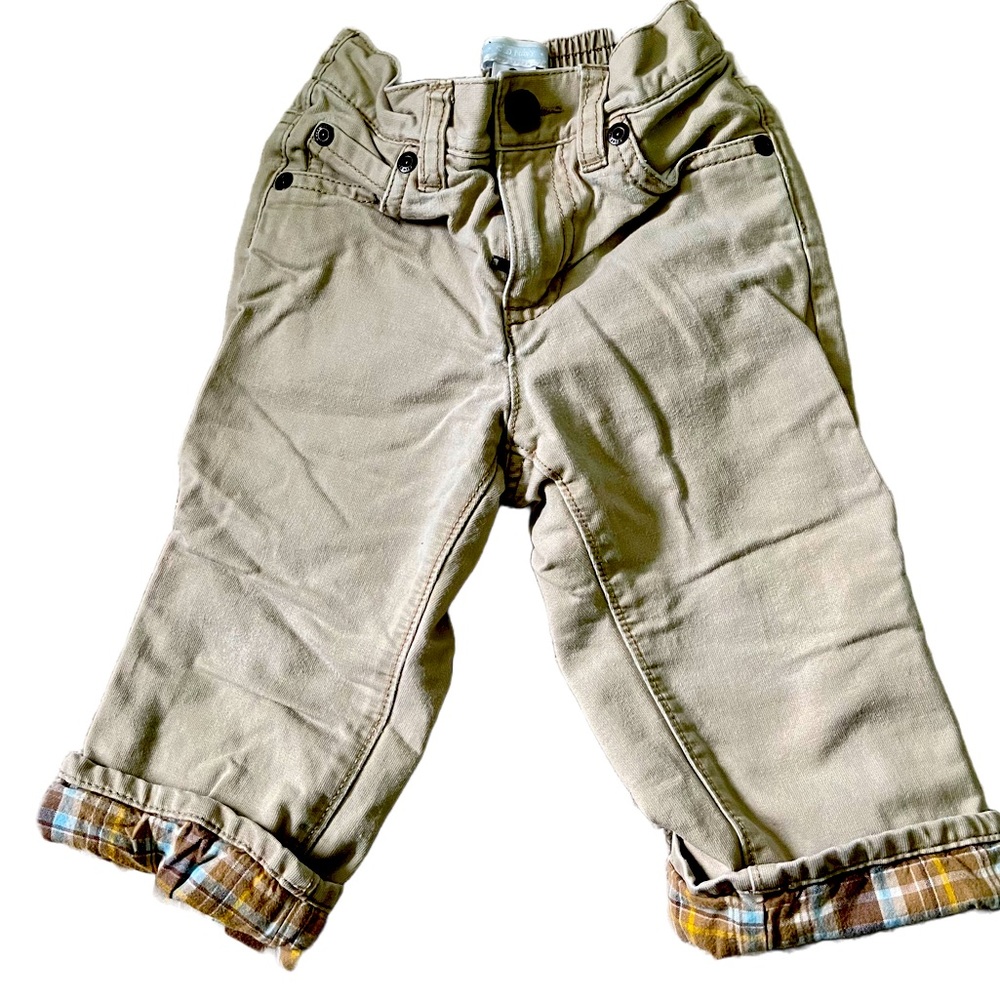 Toddler Boys Baby Gap Plaid Dress Cargo Pants with plaid lining size 18-24 mths